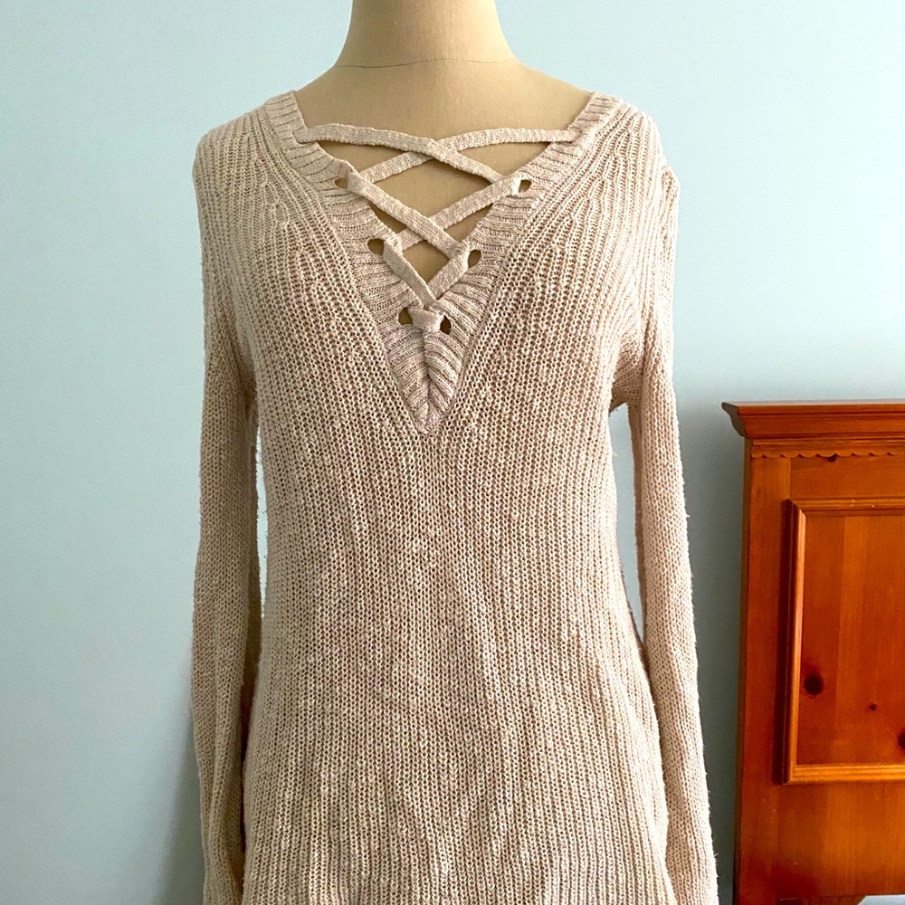 Cream woven bell sleeve top